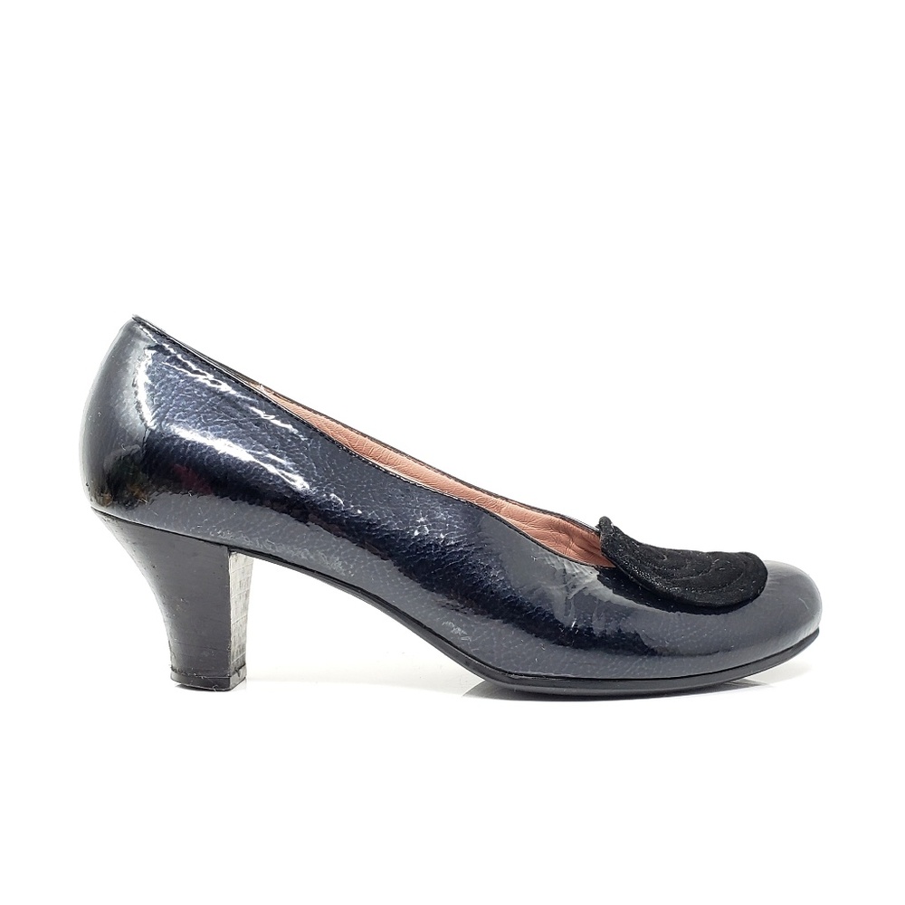 BeautiFeel Black Metallic Flower Detail Heels